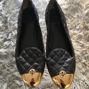 Tory Burch Kaitlin Quilted Ballet Flats w Gold Toe